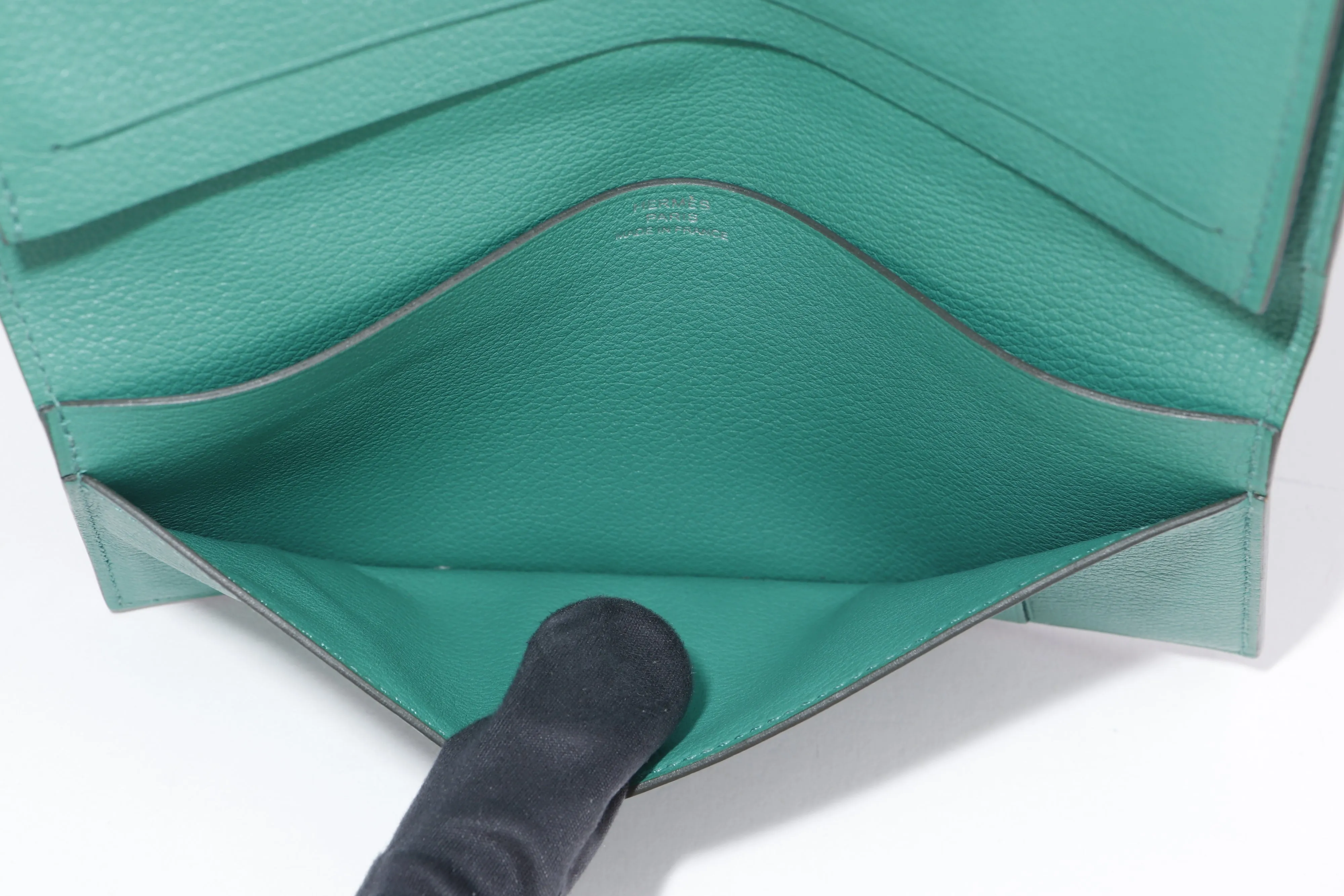 Hermes Citizen Twill Long Wallet (Stamp A) Vert Vertigo Evelyne Color Leather, with Box