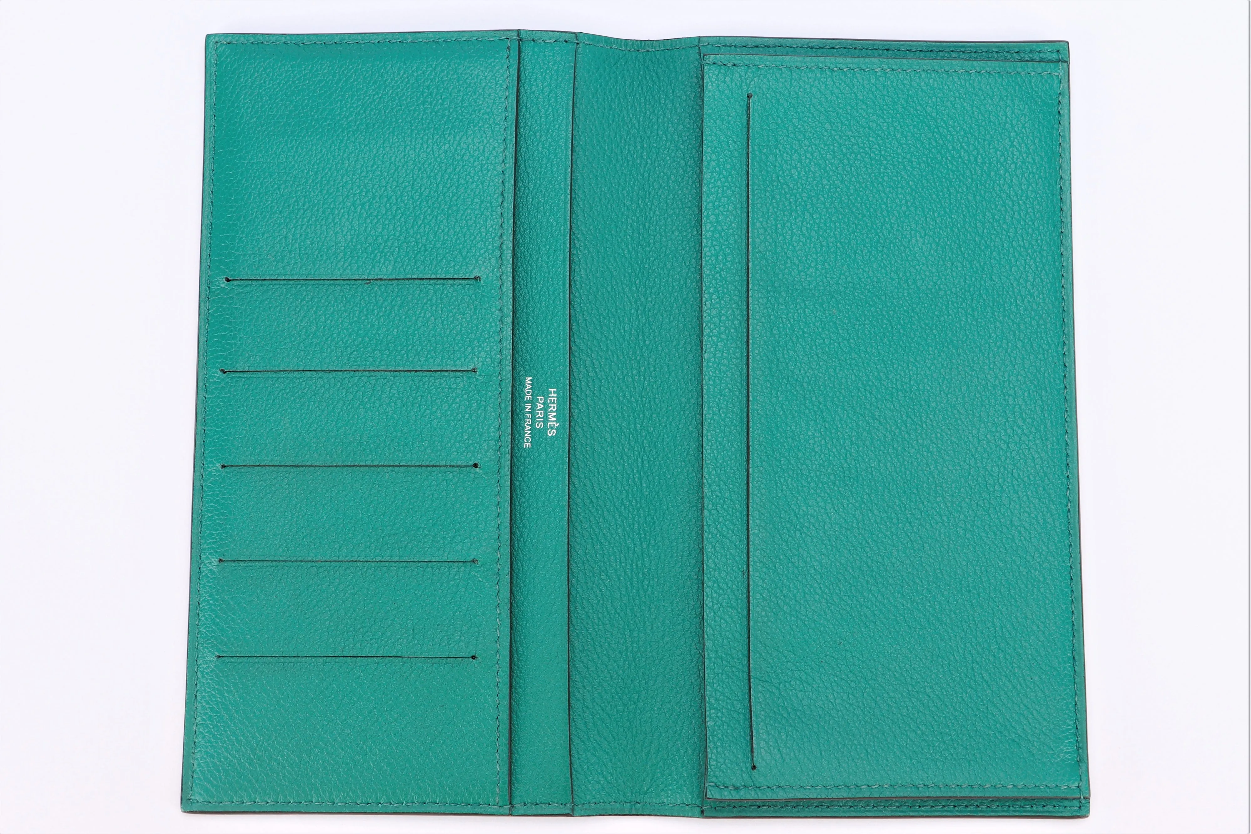 Hermes Citizen Twill Long Wallet (Stamp A) Vert Vertigo Evelyne Color Leather, with Box