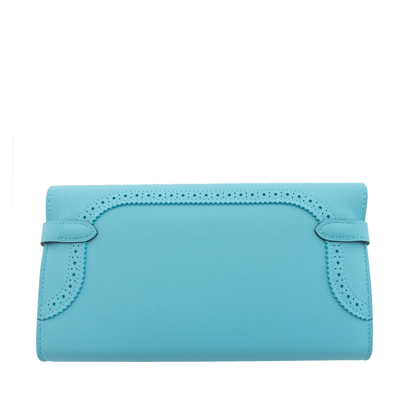 Hermes Limited Edition Blue Atoll Ghillies Swift Kelly Wallet Clutch Bag Rare