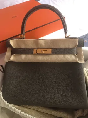 Hermès Kelly 28 Etain Togo Gold Hardware GHW A Stamp 2017 <!18868632>