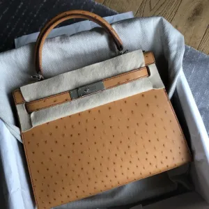 Hermès Kelly 28 Gold Ostrich Palladium Hardware PHW