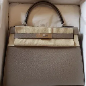 Hermès Kelly 28 Gris Asphalte Sellier Epsom Palladium Hardware PHW