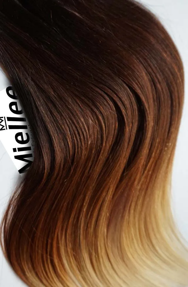 High Contrast Golden Ombre 8 Piece Clip Ins - Straight Hair