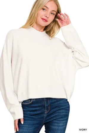 HIGH NECK DROP SHOULDER SLEEVE SWEATER