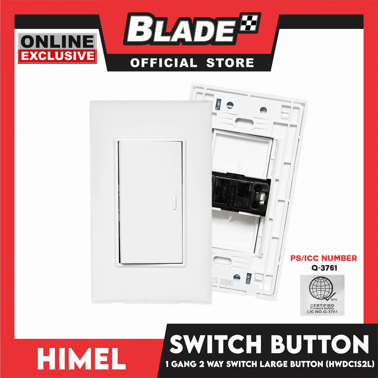 Himel 1 Gang 2 Way Switch Large Button HWDC1S2L