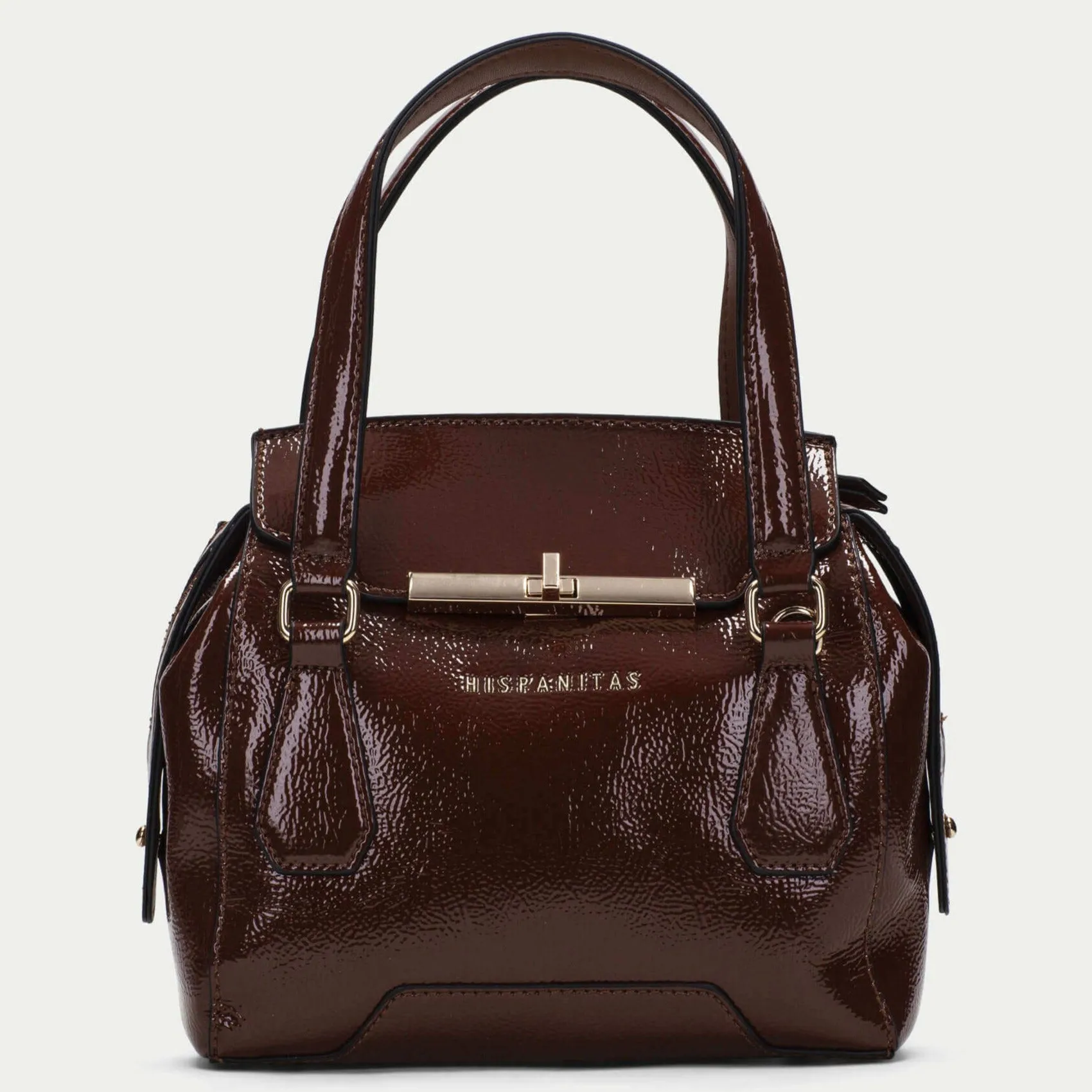 Hispanitas Patent Leather Grab Bag - Tan