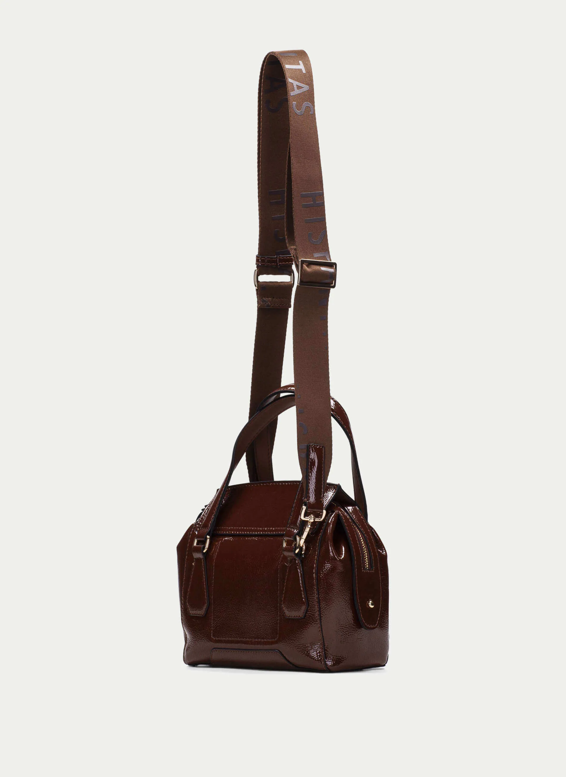 Hispanitas Patent Leather Grab Bag - Tan