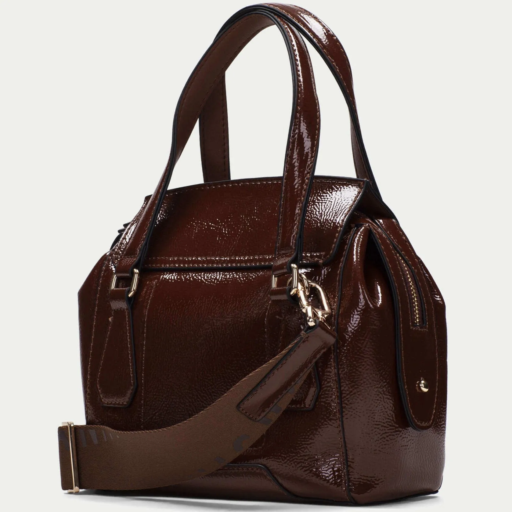 Hispanitas Patent Leather Grab Bag - Tan