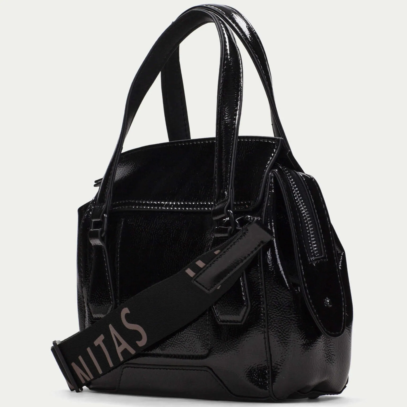 Hispanitas Small Patent Leather Grab Bag - Black