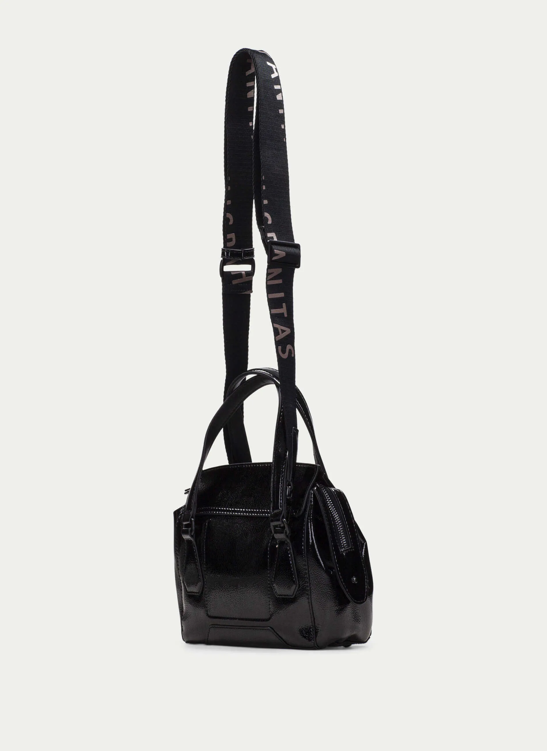 Hispanitas Small Patent Leather Grab Bag - Black