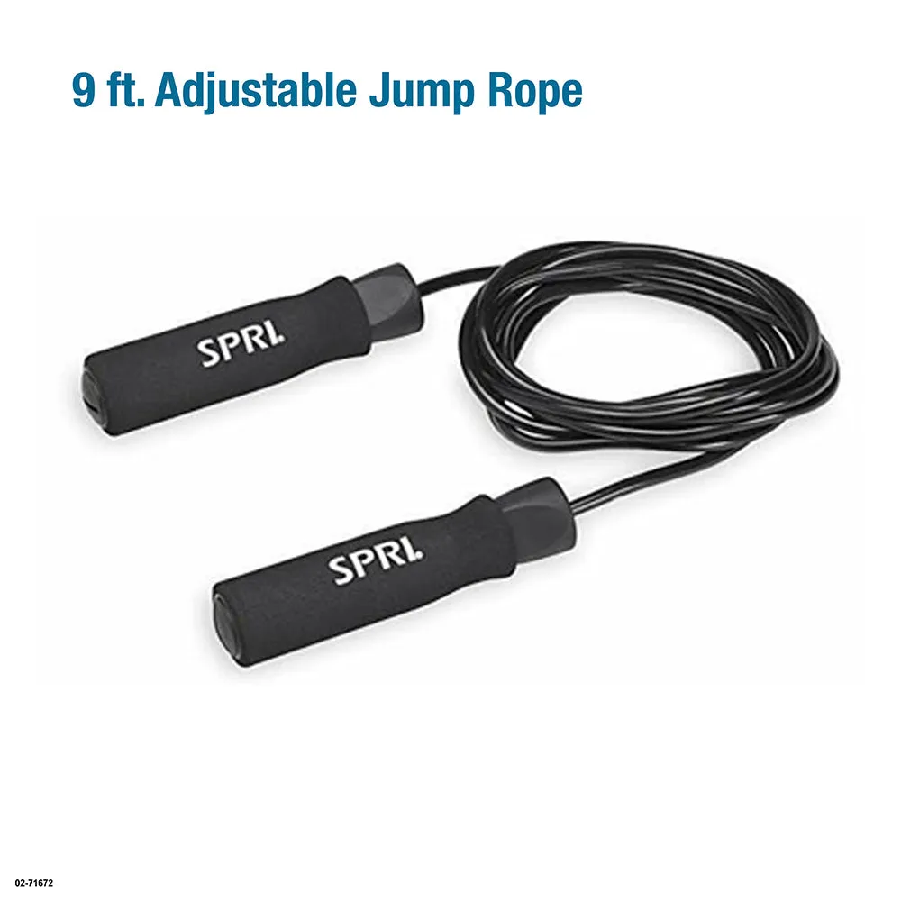 Home Gym Essentials Kit, Includes Jump Rope, Push-up Bars, Ab Wheel & Medium Resistance Tube