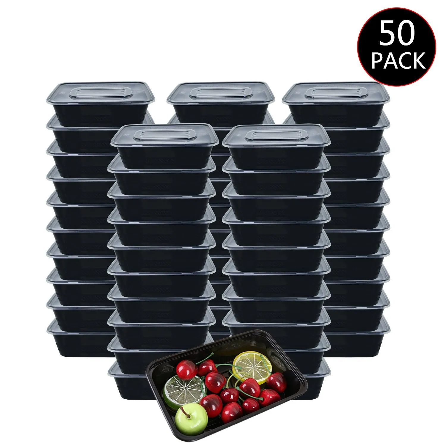 HOMEE Meal Prep Containers 50 Pack/26oz Reusable Food Storage Containers Bento Lunch Box with Lids Made of BPA Free Plastic, Stackable, Microwavable, Freezer, and Dishwasher Safe Gift for Father's Day