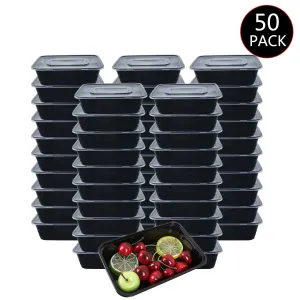HOMEE Meal Prep Containers 50 Pack/26oz Reusable Food Storage Containers Bento Lunch Box with Lids Made of BPA Free Plastic, Stackable, Microwavable, Freezer, and Dishwasher Safe Gift for Father's Day
