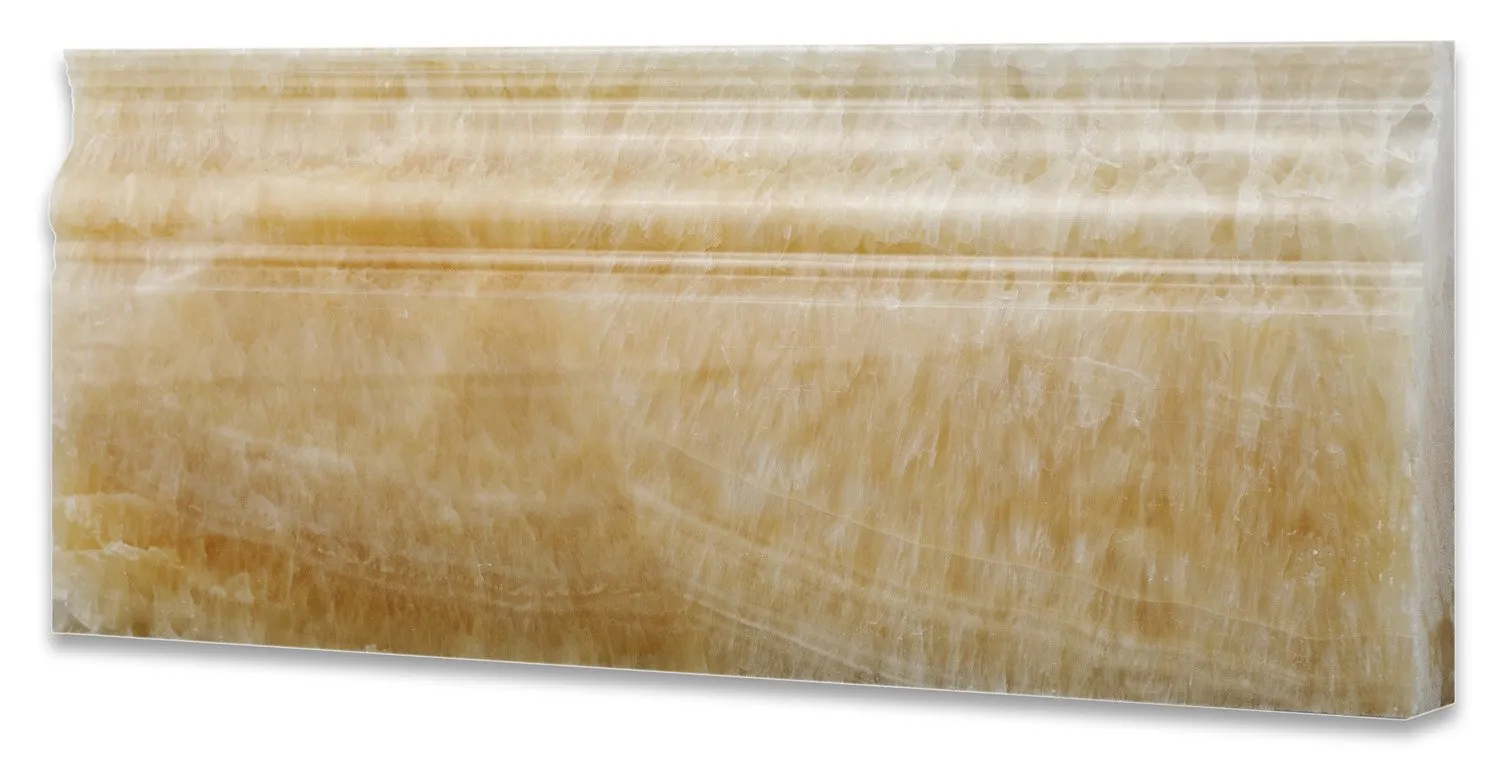 Honey Onyx Polished 5 X 12 Baseboard Trim Molding (4" Sample)