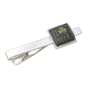 I Love Beer Green Clover Tie Bar Clasp