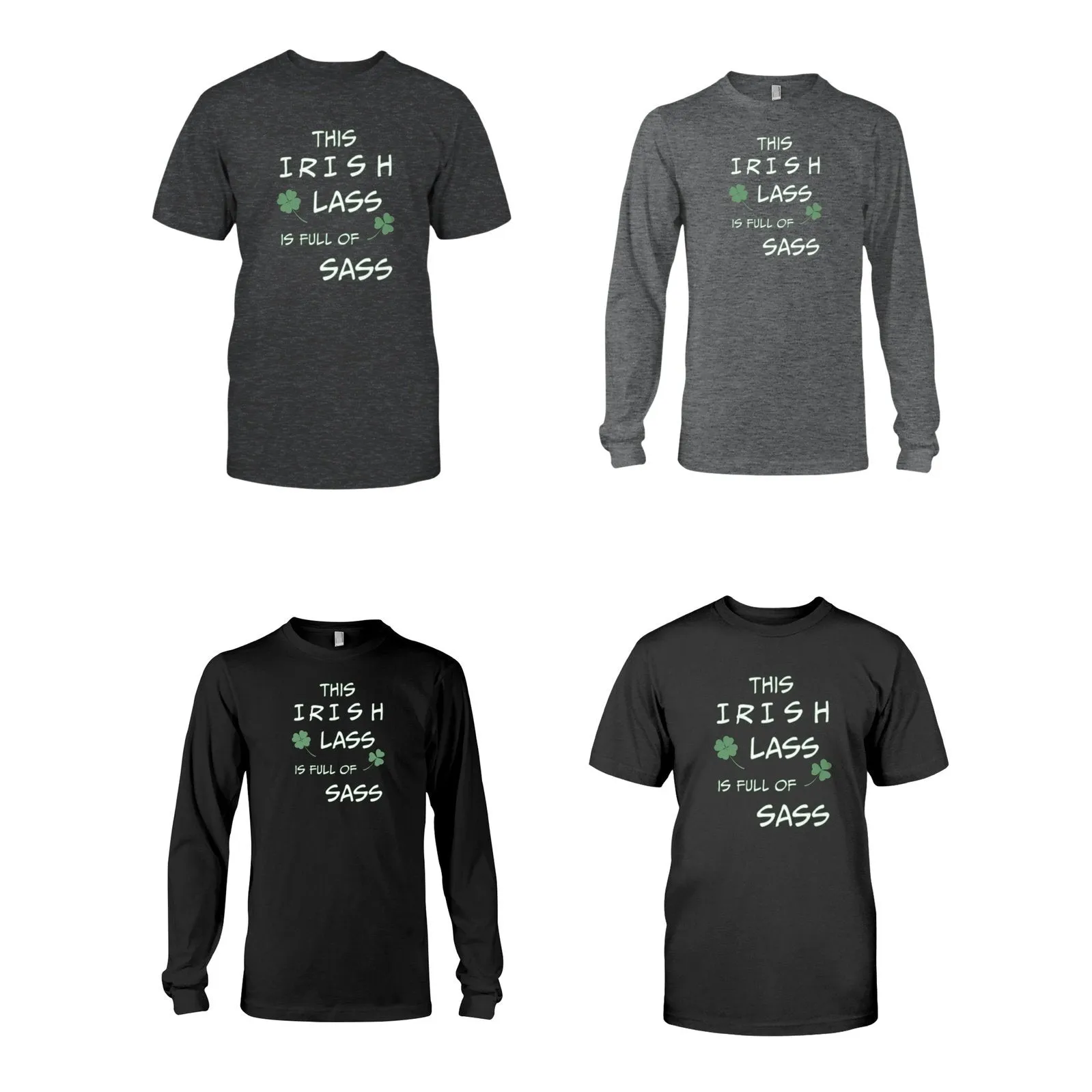 Irish Lass Graphic Tee Gray or Black, Short or Long  Sleeve