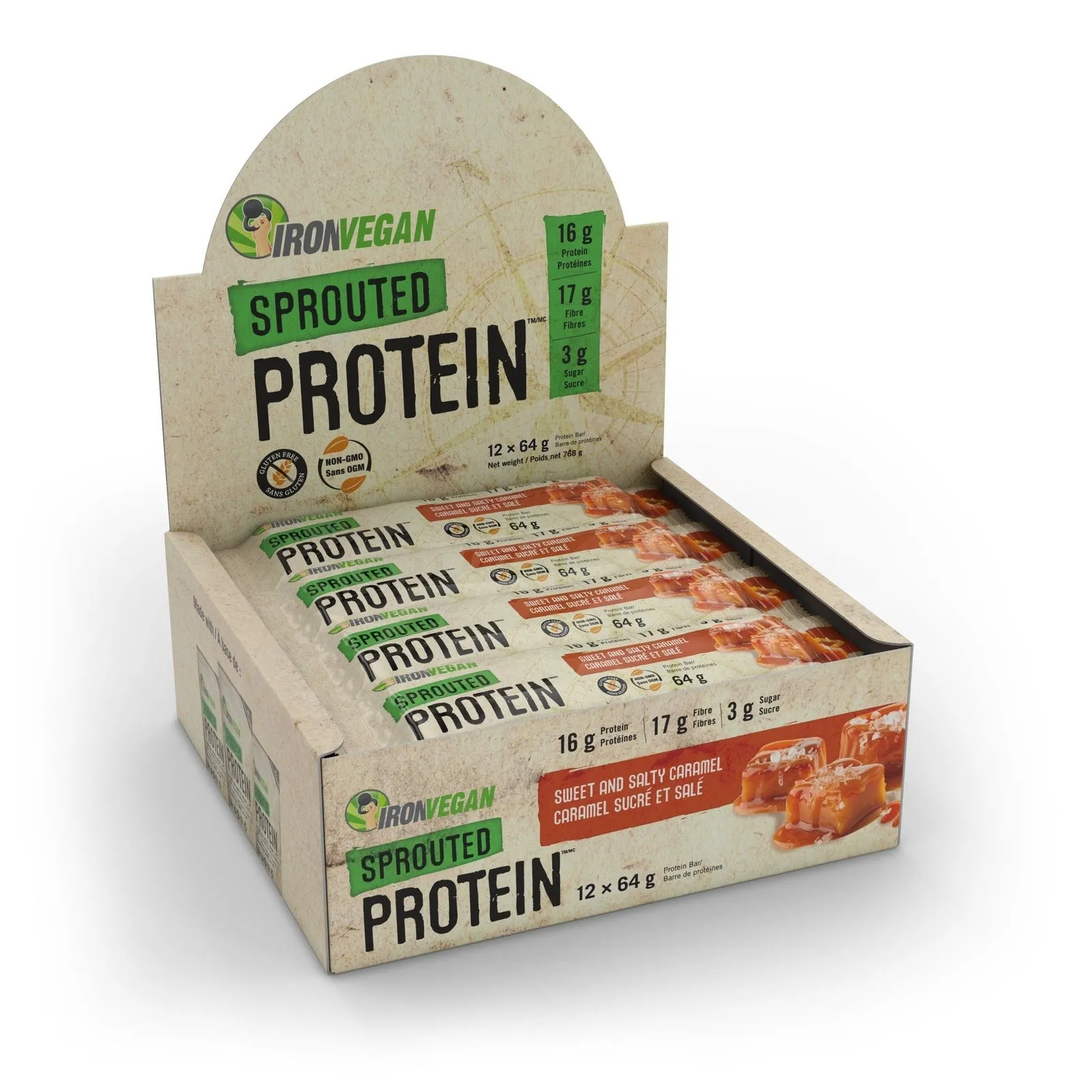 Iron Vegan Sprouted Protein Bar - Sweet and Salty Caramel