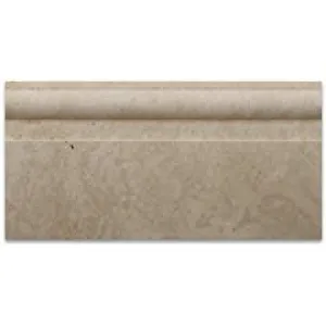 Ivory / Light Travertine Honed 6 X 12 Baseboard Trim Molding - Lot of 50 pcs.
