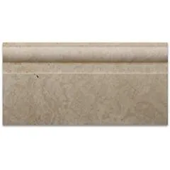 Ivory / Light Travertine Honed 6 X 12 Baseboard Trim Molding - Lot of 50 pcs.