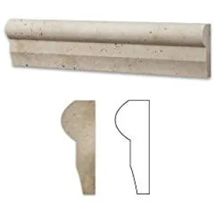 Ivory Travertine Honed 2 1/2 X 12 Cornice Molding Liner Trim - Box of 50 pcs.