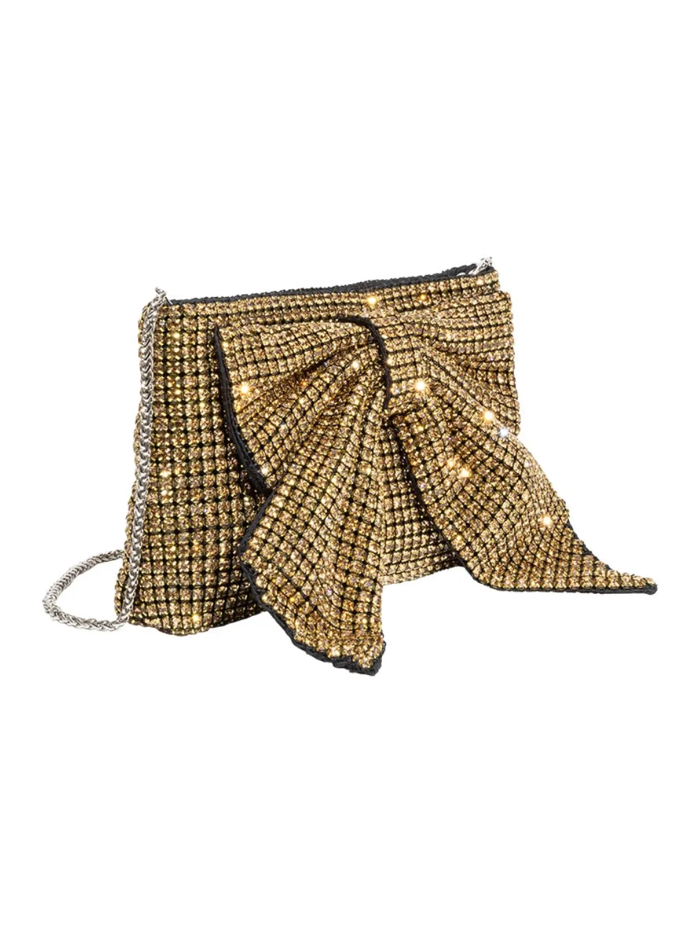 Jada Gold Bow Rhinestone Crossbody Bag