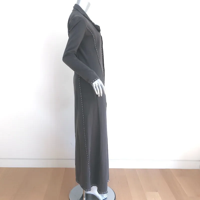 Jarbo Maxi Coat Gray Topstitched Cotton Size Small