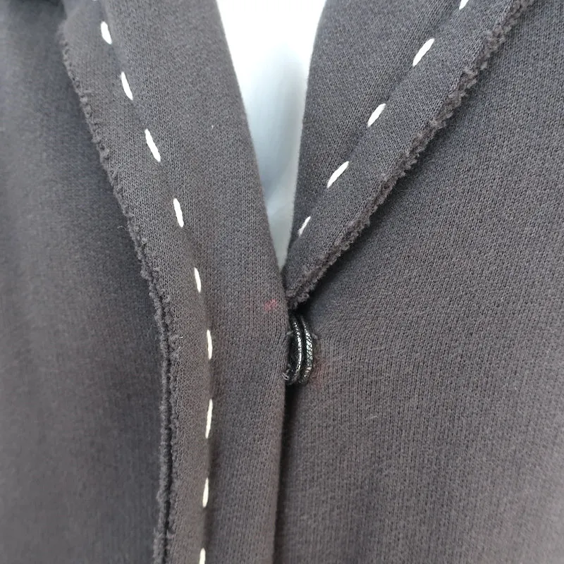 Jarbo Maxi Coat Gray Topstitched Cotton Size Small