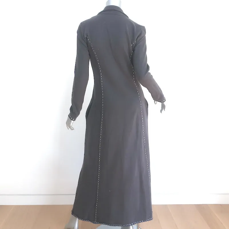 Jarbo Maxi Coat Gray Topstitched Cotton Size Small