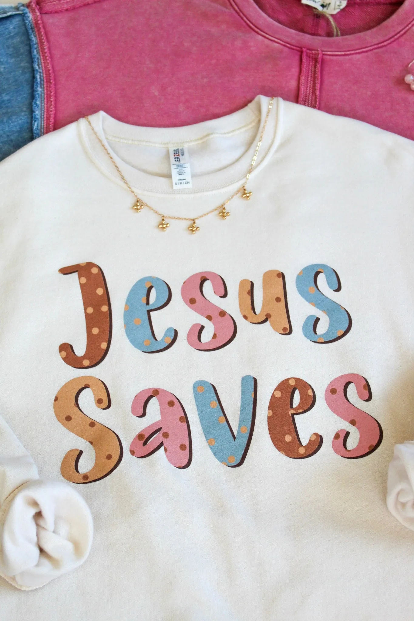 Jesus Saves Graphic Sweatshirt • Cream - FINAL SALE
