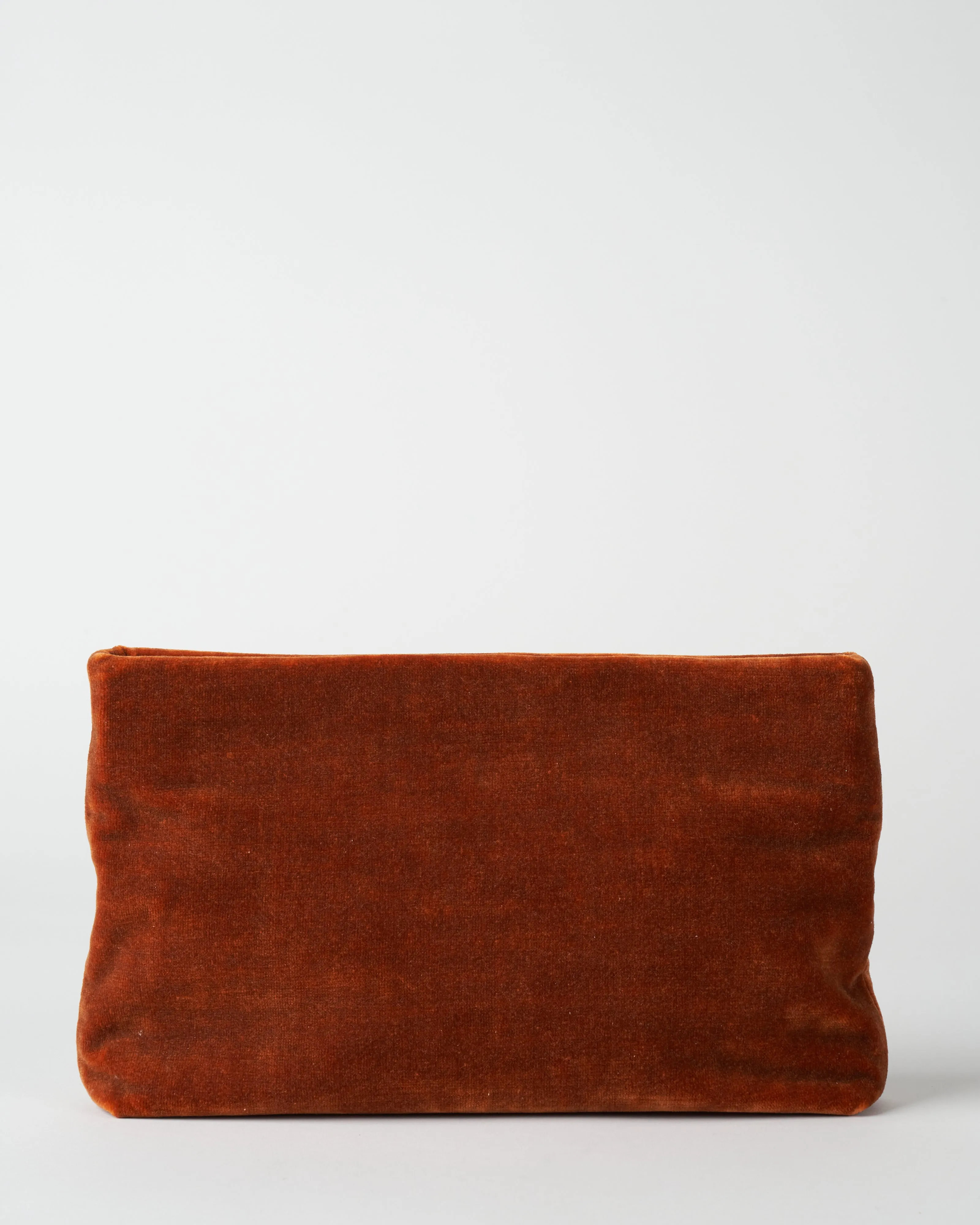 joan solid velvet bag w/ vintage chain - burnt orange