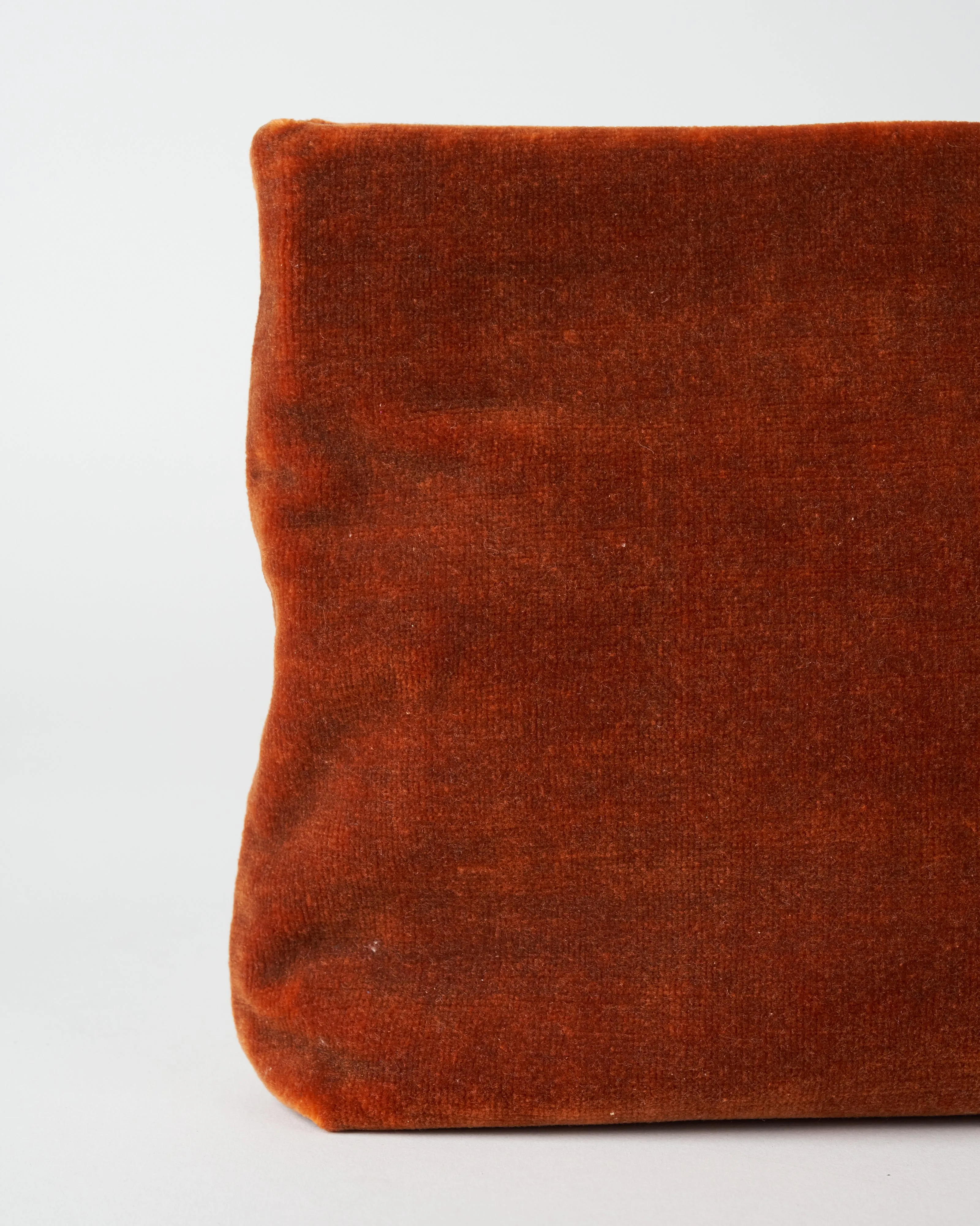 joan solid velvet bag w/ vintage chain - burnt orange