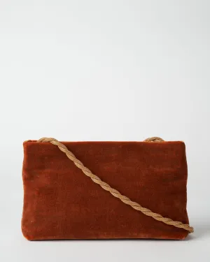 joan solid velvet bag w/ vintage chain - burnt orange
