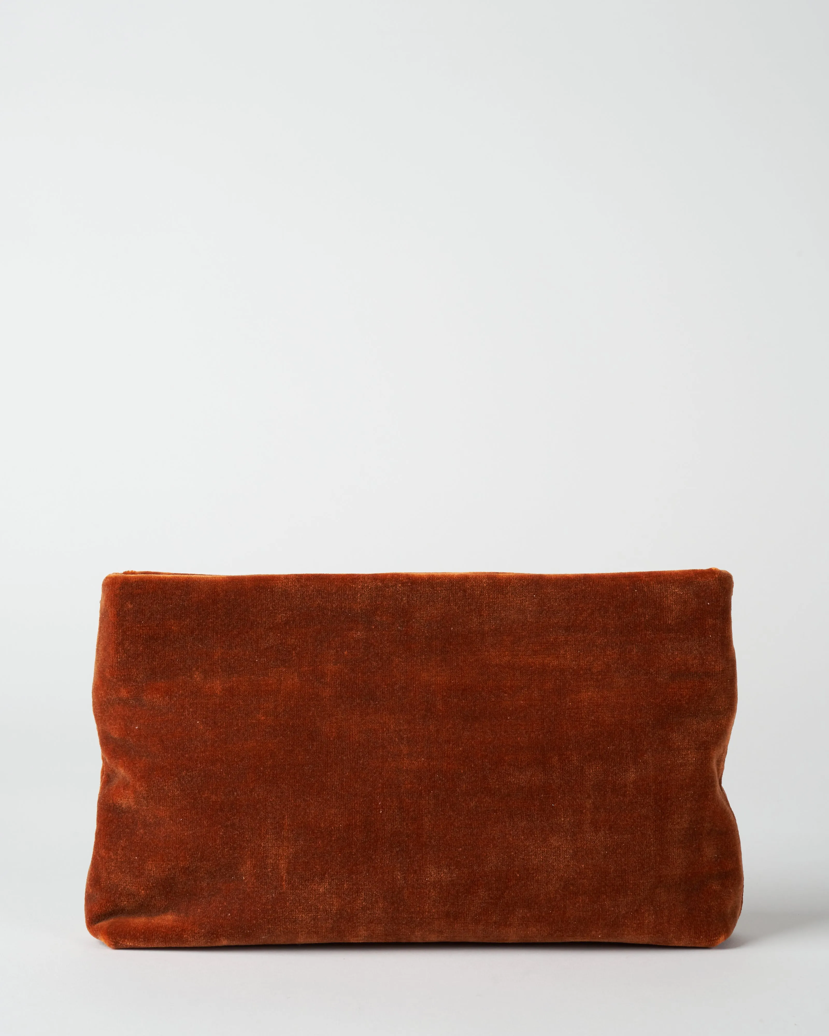 joan solid velvet bag w/ vintage chain - burnt orange