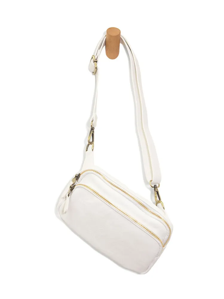 Joy Susan : Kylie Double Zip Sling / Belt Bag - White