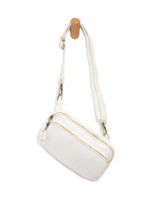 Joy Susan : Kylie Double Zip Sling / Belt Bag - White