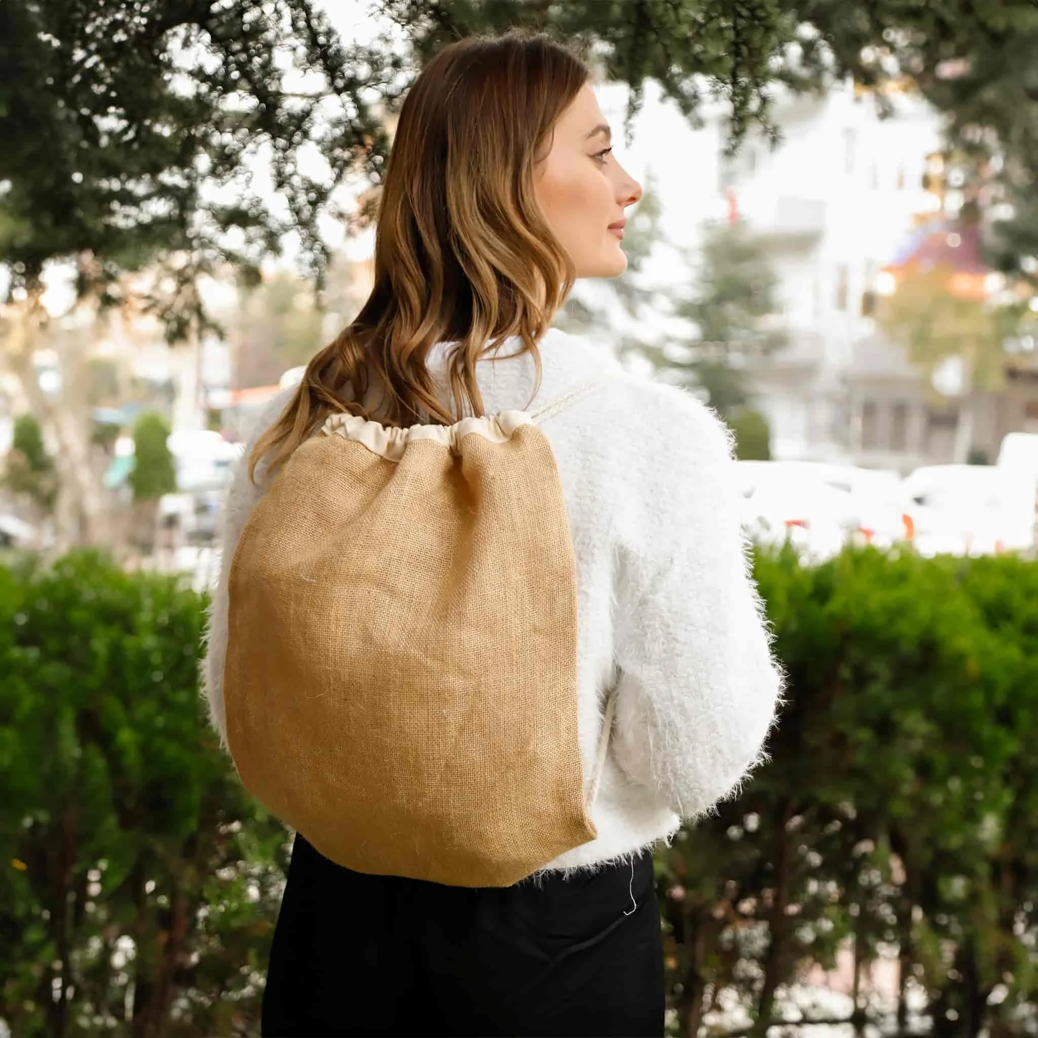 Jute Drawstring Backpack