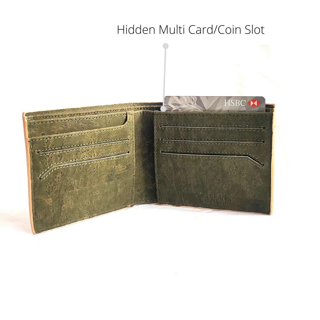 Kakapo Cork Bifold Wallet - Tan - Unique Unisex Cork Slim Wallet for Men and Women