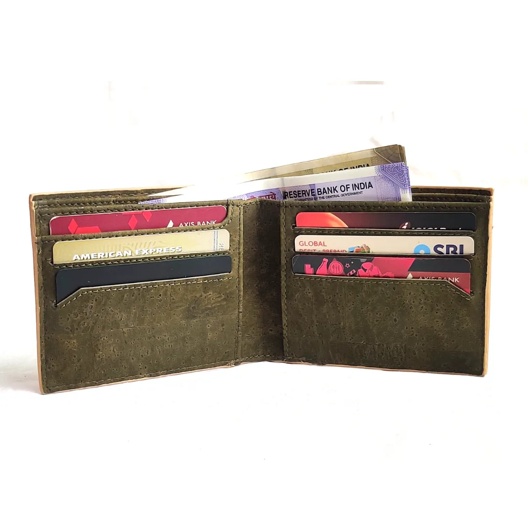 Kakapo Cork Bifold Wallet - Tan - Unique Unisex Cork Slim Wallet for Men and Women