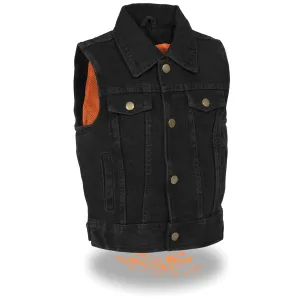 Kids Denim Shirt Collar Snap Front Vest