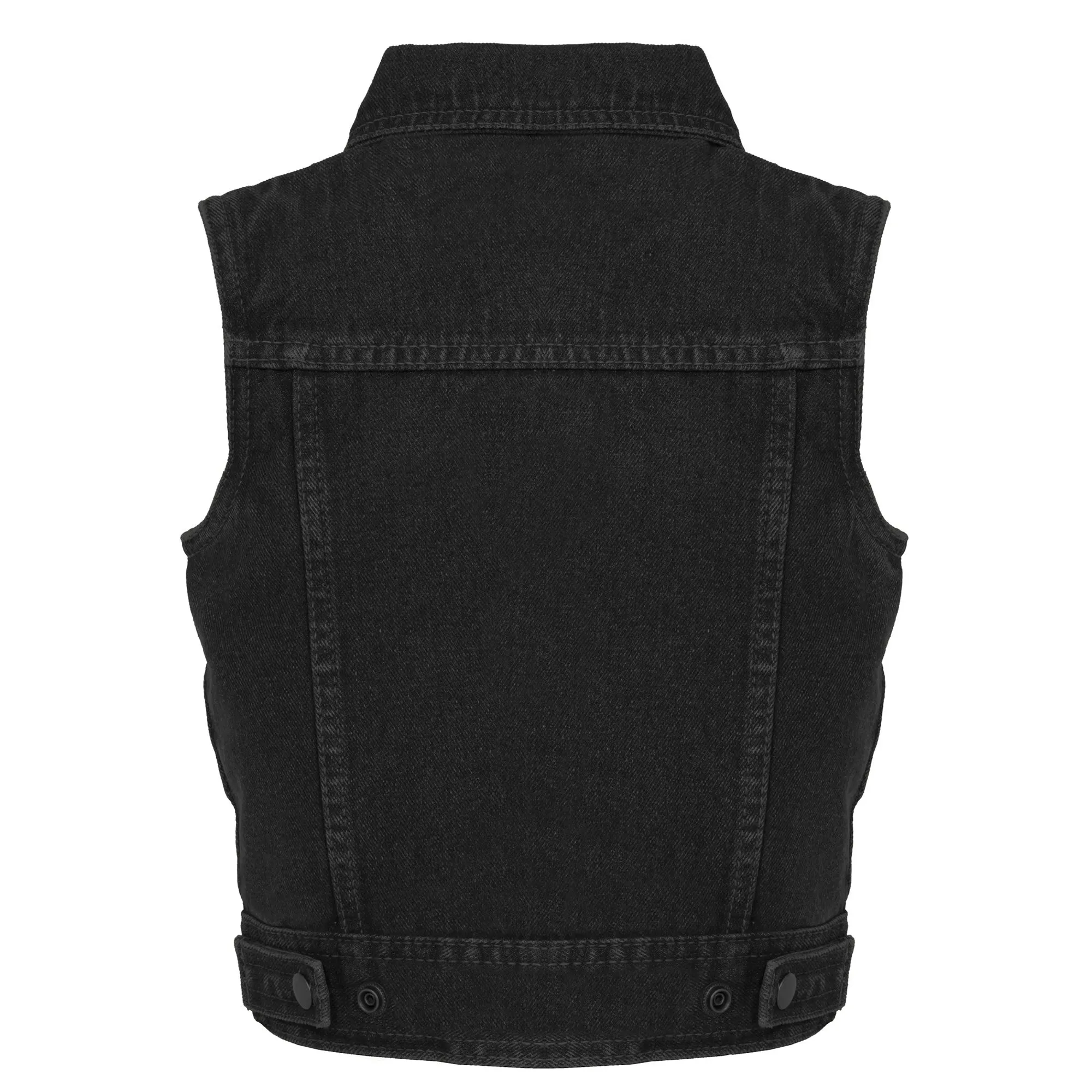 Kids Denim Shirt Collar Snap Front Vest