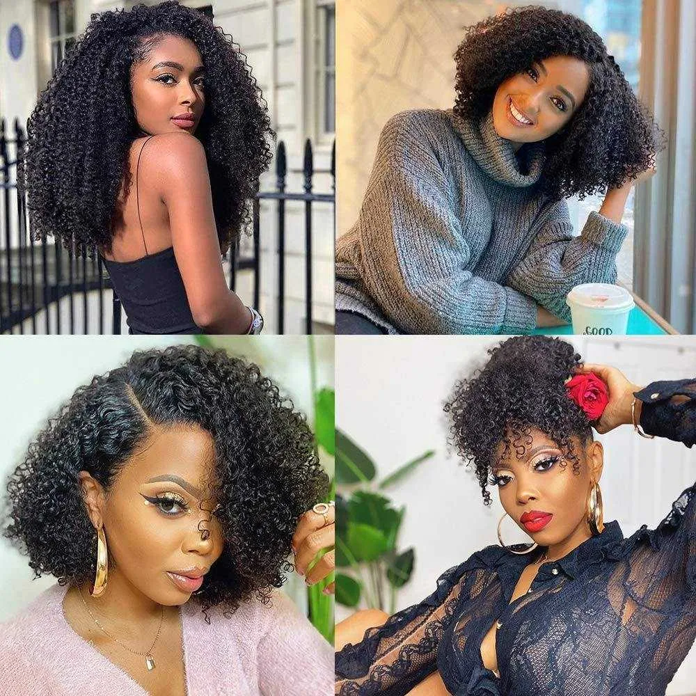 Kinky Curly Clip In Hair Extensions Human Hair