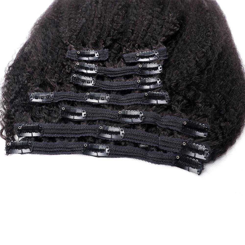 Kinky Curly Clip In Hair Extensions Human Hair