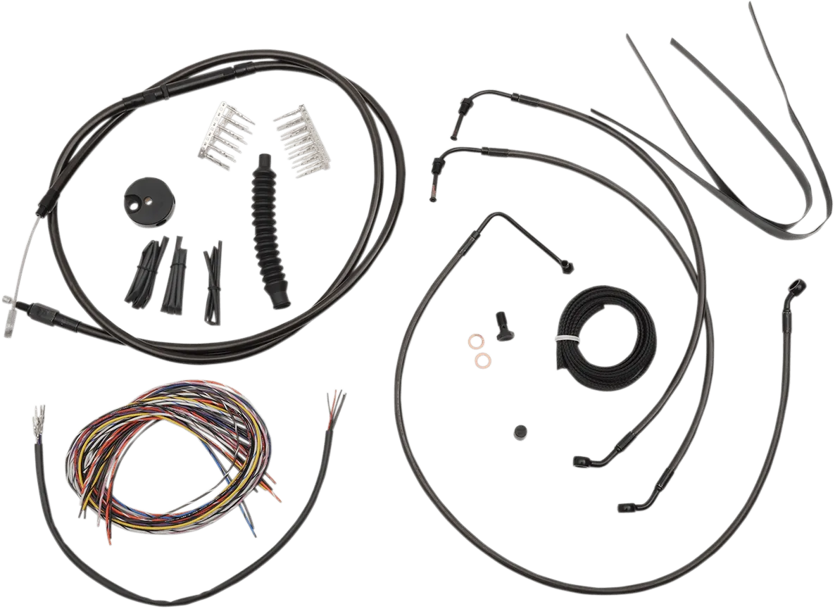 LA Choppers LA-8011KT2B-16M Complete Handlebar Cable/Brake & Clutch Line/Wire Kit - Midnight Black