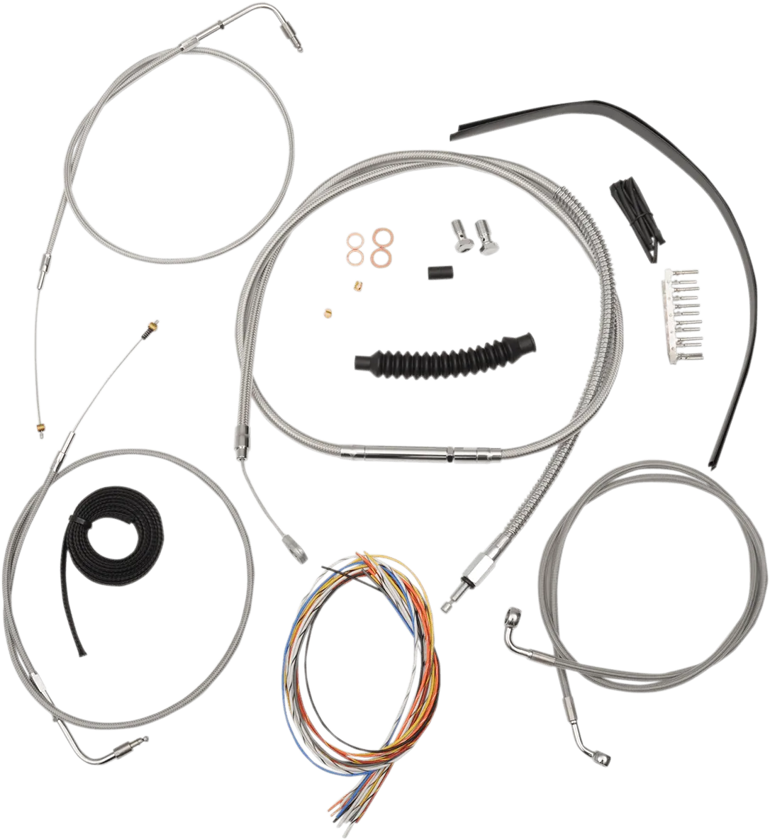 LA Choppers LA-8210KT2A-13 Complete Handlebar Cable/Brake & Clutch Line/Wire Kit - Stainless Braided