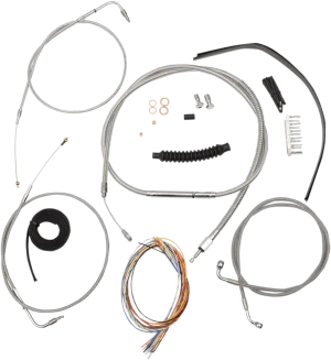 LA Choppers LA-8210KT2A-13 Complete Handlebar Cable/Brake & Clutch Line/Wire Kit - Stainless Braided