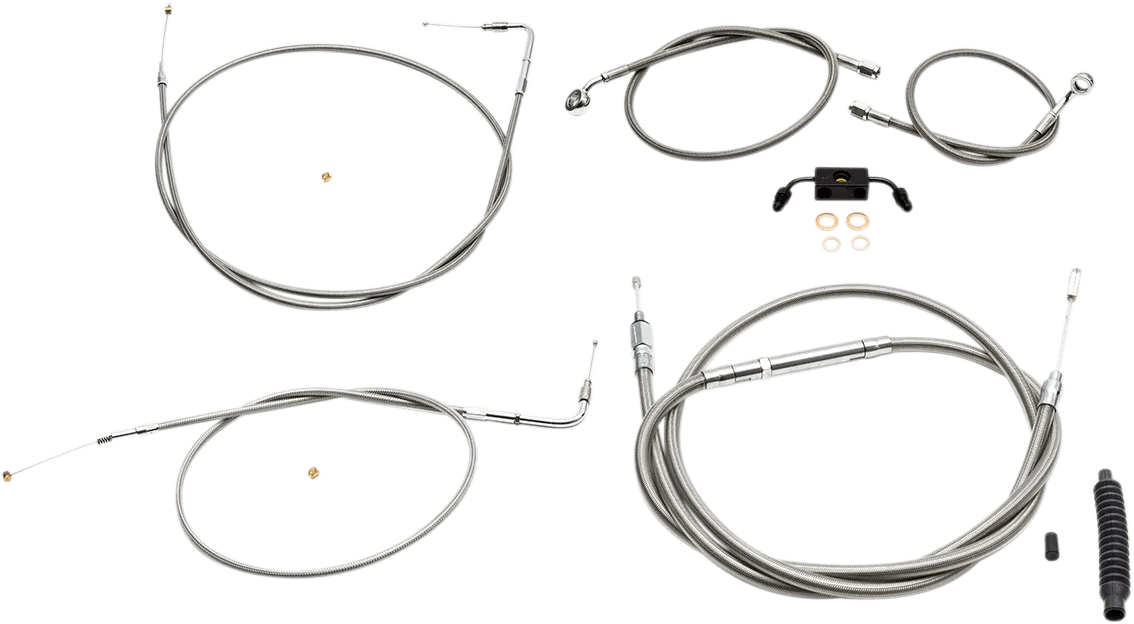 LA Choppers LA-8231KT-16 Standard Handlebar Cable/Brake & Clutch Line/Wire Kit - Stainless Braided