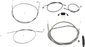 LA Choppers LA-8231KT-16 Standard Handlebar Cable/Brake & Clutch Line/Wire Kit - Stainless Braided