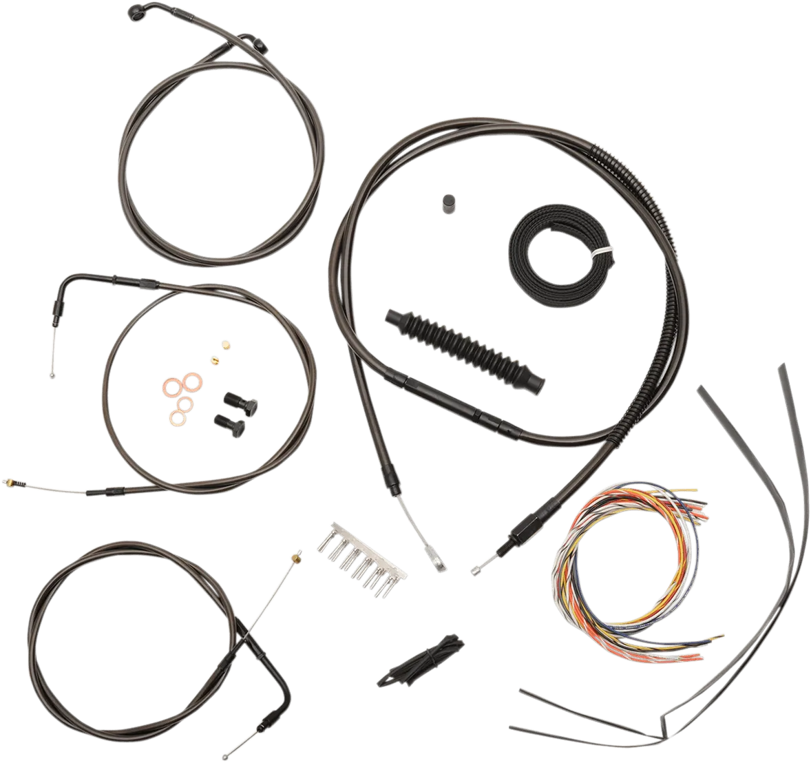 LA Choppers LA-8310KT2-08M Complete Handlebar Cable and Brake Line Kit - Midnight