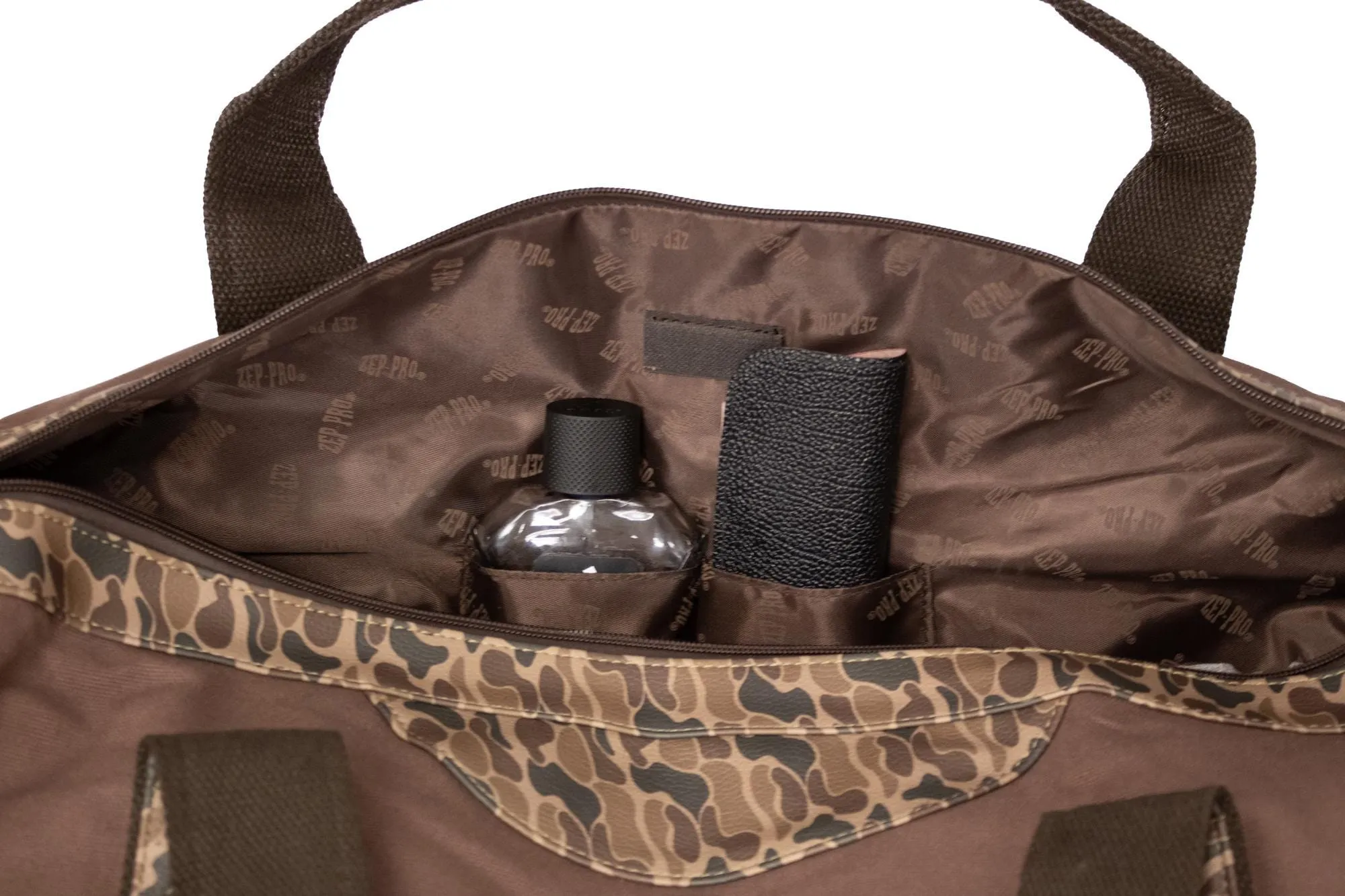 Lab Brown Waxed Canvas Old School Camo Weekender Bag.