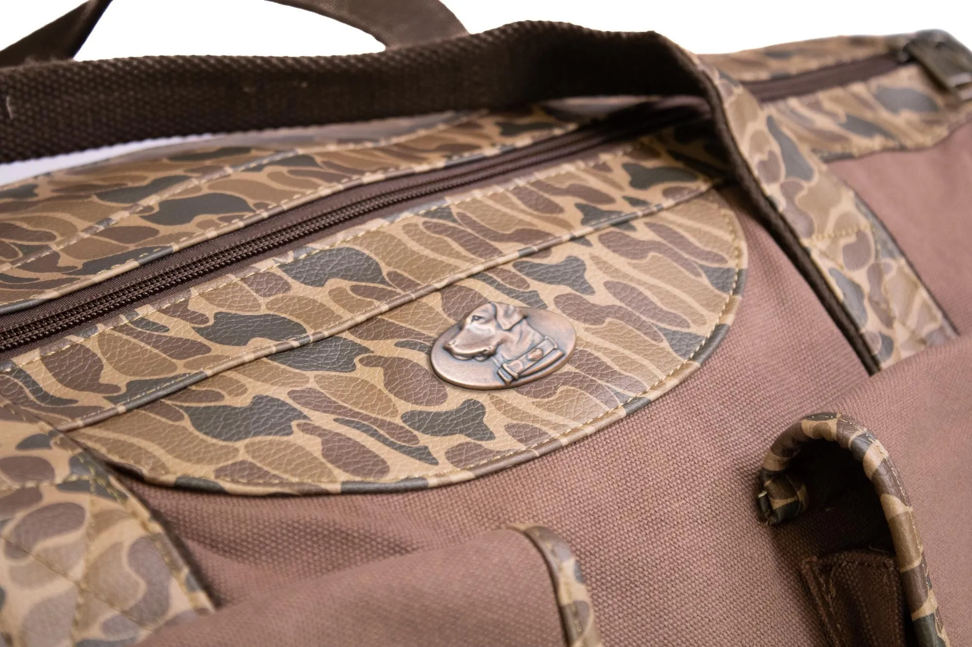 Lab Brown Waxed Canvas Old School Camo Weekender Bag.
